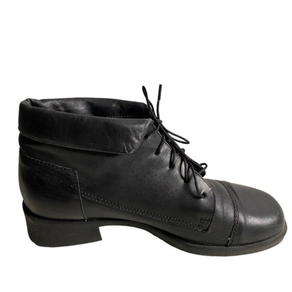 Togo Women's Geraldine Black Leather Lace-Up Ankle Boots